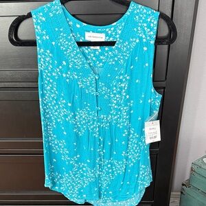 Liz Claiborne Turquoise Floral Button-Down Blouse